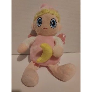Vintage baby pink ANGEL plush Lovey blonde hair Sleepytime Holding Moon  15"